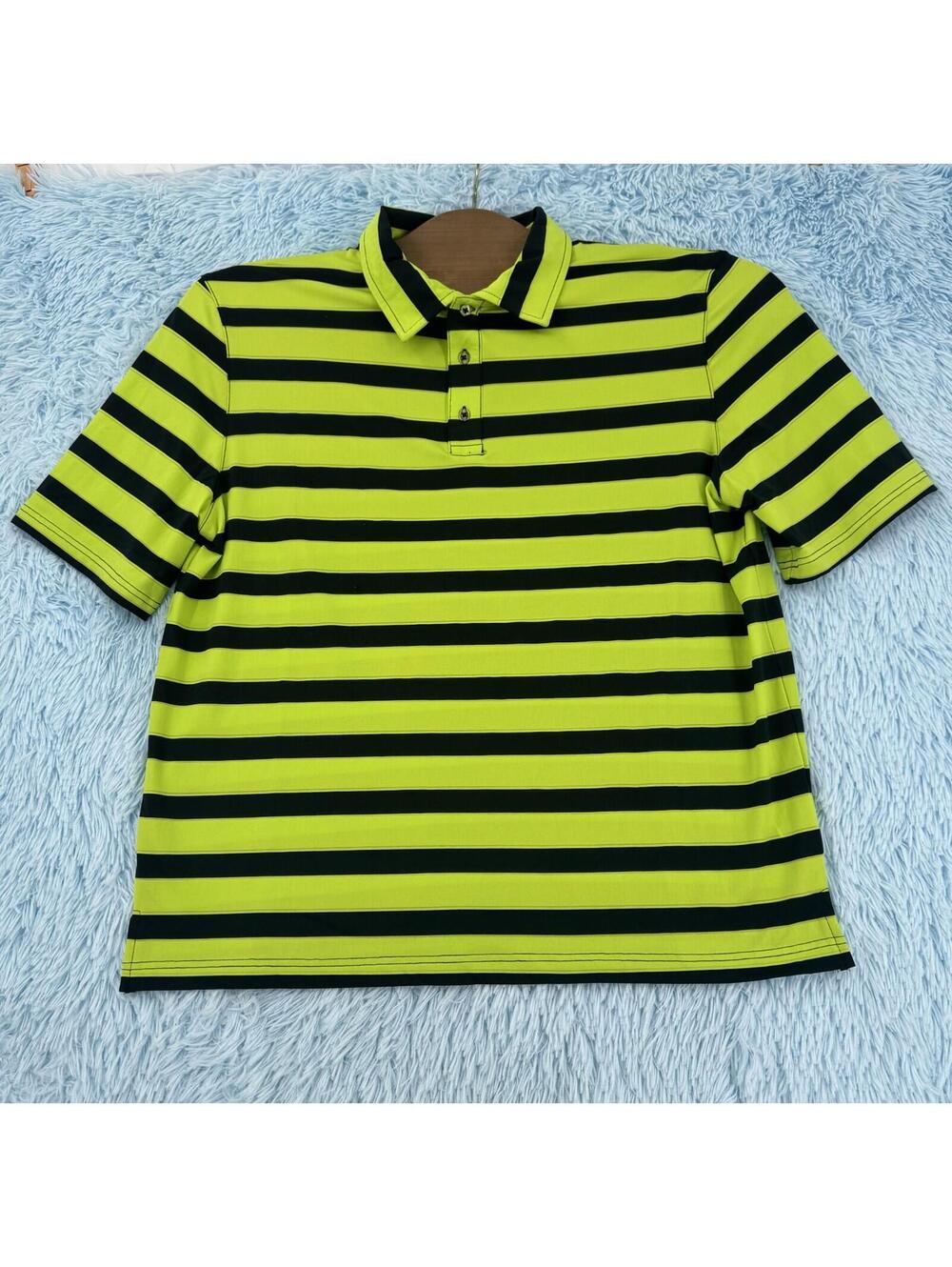 Tehama Striped Golf Polo Shirt Men’s XXL Performance Golf Club Short Sleeve